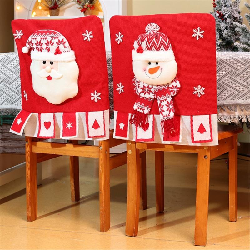 Holiday Chair Back Cover Chair Slipcovers With Santa Snowman Elk Pattern For Christmas Decoration Chair Covers 1PC Dropshipping