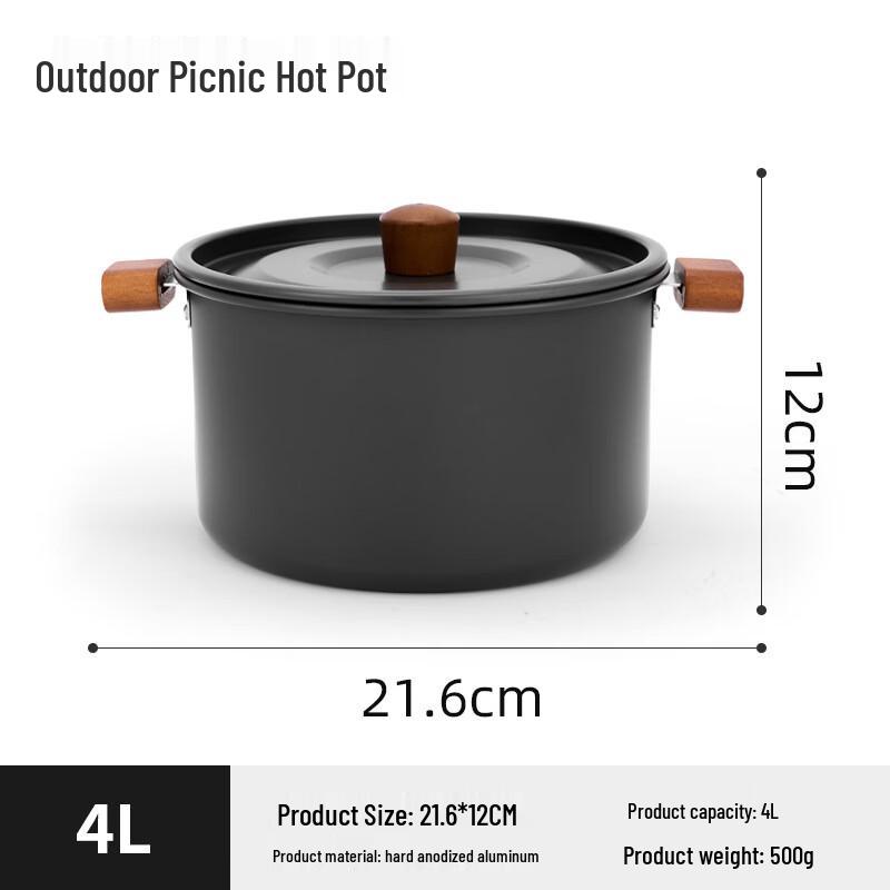 CENLOON 4L Ultralight Aluminum Camping Hot Pot Cookware