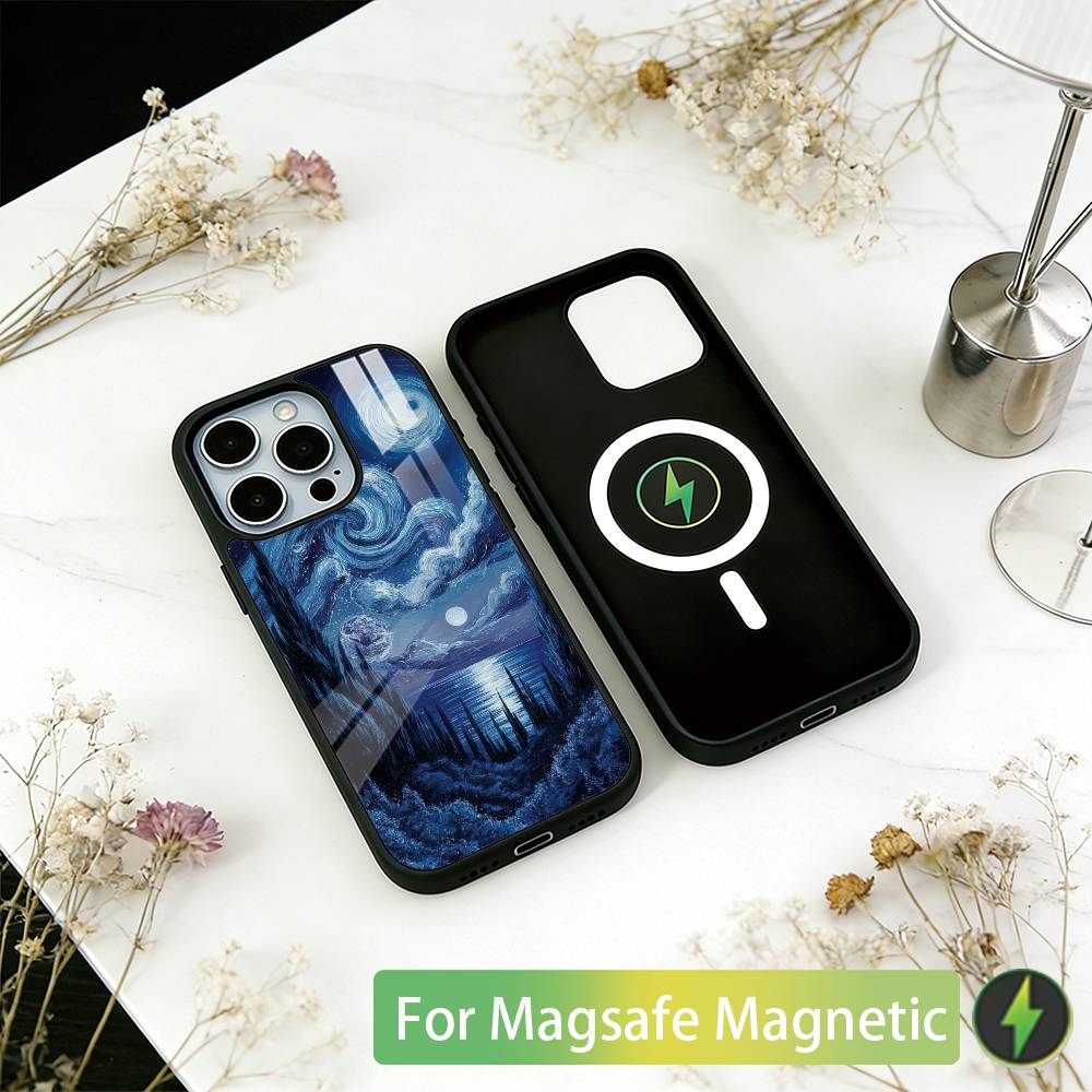 

Van Gogh Starry Sky Phone Case For iPhone17,16,15,14,13,12,11 Plus,Pro Magnetic with Magsafe Wireless Charging iPhone17