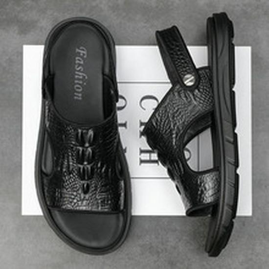 2024 Summer Men's Genuine Leather Two-Way Casual Beach Sandals Soft Cowhide