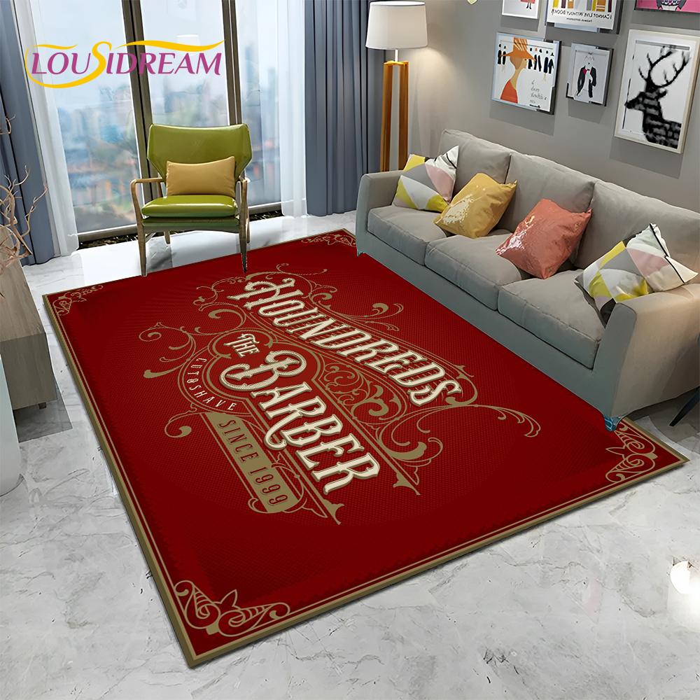 Berber Dükkanı Tabelası 3D Kurukafa Vintage HD Halı Kilim Ev Oturma Odası Yatak Odası Kanepe Paspas Dekorasyonu için, Çocuk Alan Halısı Kaymaz Zemin Matı