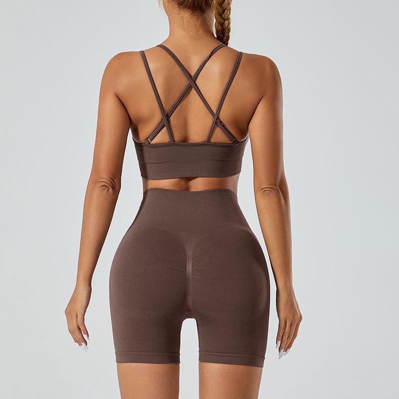 New Seamless Gathering Sports Bra, High Waist And Hip Lifting Yoga Pants, Running And Fitness Clothes, Sports Yoga Set For Women
