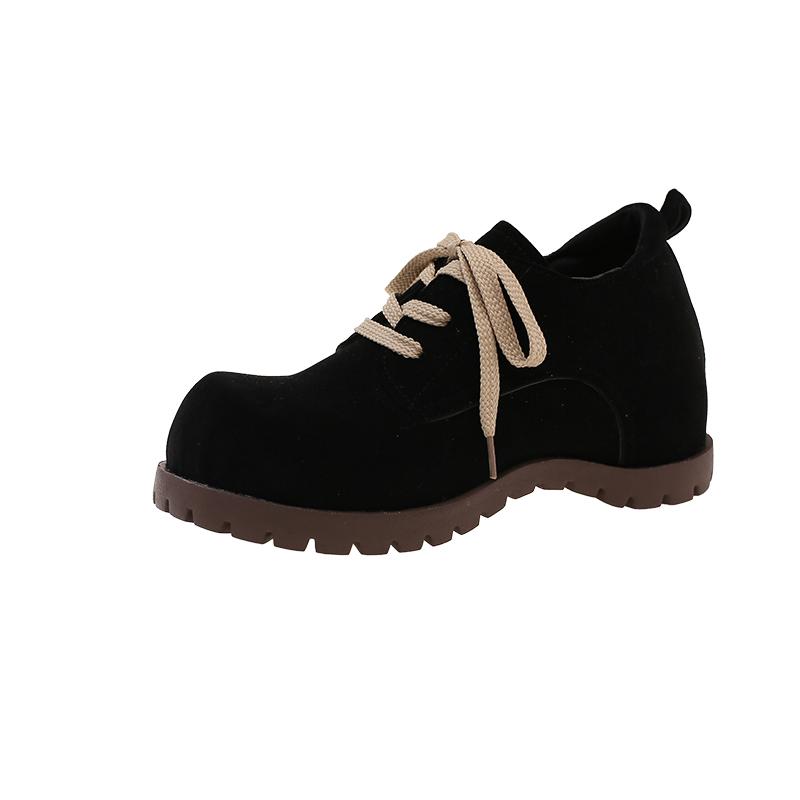 Fashion Suede Lace-Up Pumps Round Toe Flat with Solid Color Fashion Comfortable Sexy Elegant Novelty Women Shoes Newest Leather Shoes