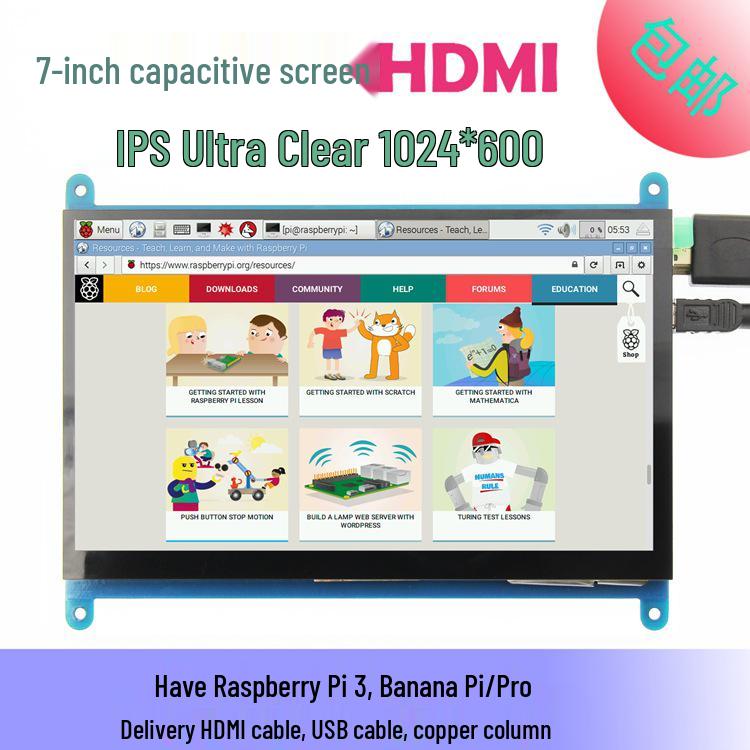 Raspberry Pi 4 HDMI Touchscreen: 3.5", 4", 5", 7" with Resistive/Capacitive Options