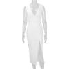 2025 Women's Summer Deep V-neck Backless Slit Dress: European & American Fashion