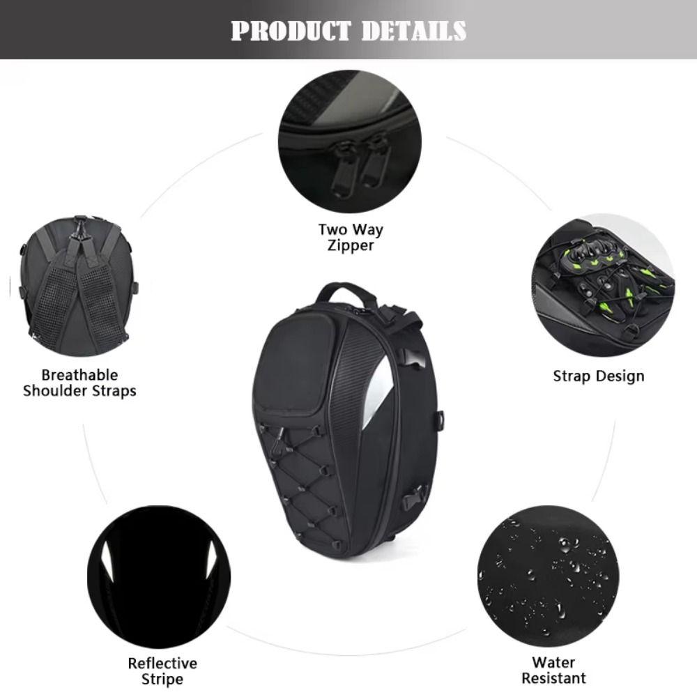 Reflective Motorcycle Rear Seat Bag Waterproof Rider Backpack Motorcycle Tail Bag  Helmet Storage