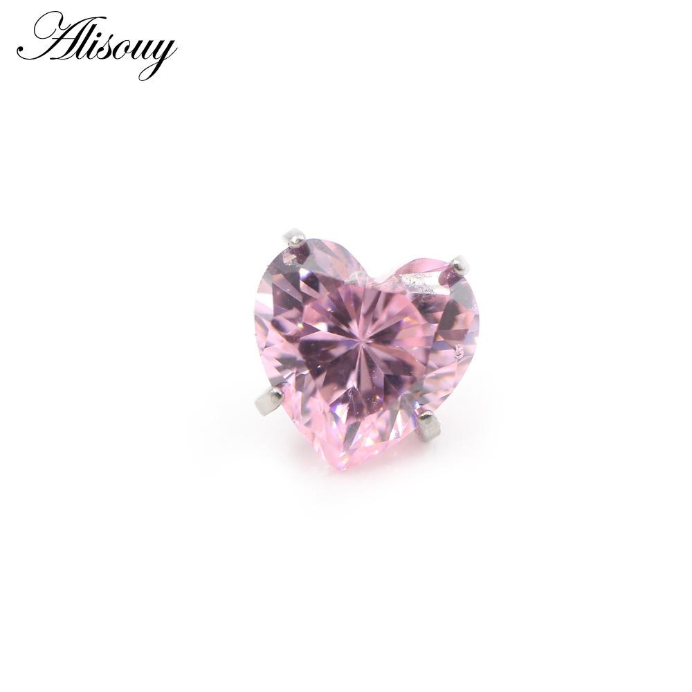 Alisouy 1PC Titane Filetage Externe Cœur Zircon Pour Anneaux de Lèvre Labret Boucles d'Oreilles Puces Piercing DIY Accessoire Bijou de Corps