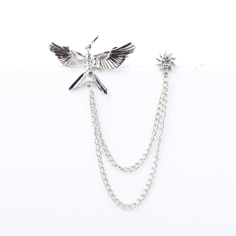 Creative Eagle Shaped Metal Chain Brooches Pin Man Suit Shirt Lapel Pin Women Jewelry Accessries