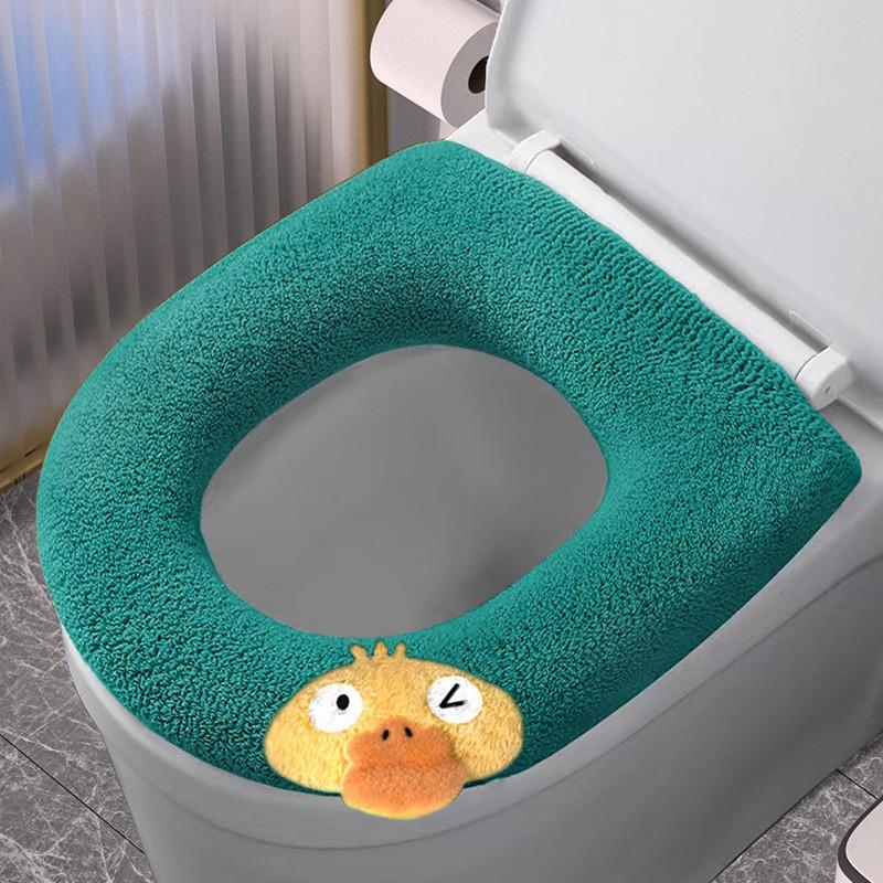 Soft Washable Toilet Seat Cover With Handle Or Handle-Free Design Thick Winter-Friendly Fiber Cushion Home Bathroom Use