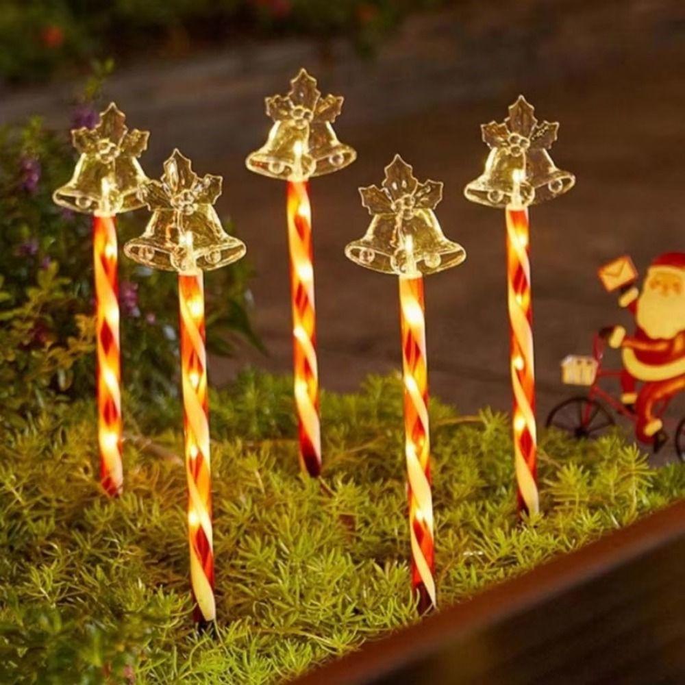 5Pcs/Set Snowflake Landscape Christmas Lights 8 Modes Red Tube Santa Claus Solar Lights Waterproof Decorative