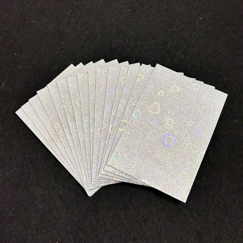 50pcs Pack Laser Heart Pattern Card Photo Protection Cover  for Student Cards Protection