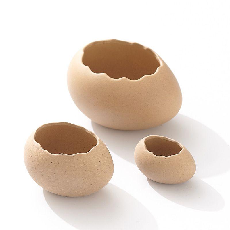 Eggshell Hydroponic Indoor Flower Pot Ceramic Water Culture Vase Art Deco Design for Home Decor Set of Plant Container