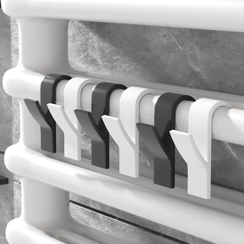 Bathroom Organizer and Storage Track Transparent Shelf Heated Towel Radiator Kitchen Accessories Hook Up White Coat Rack Home