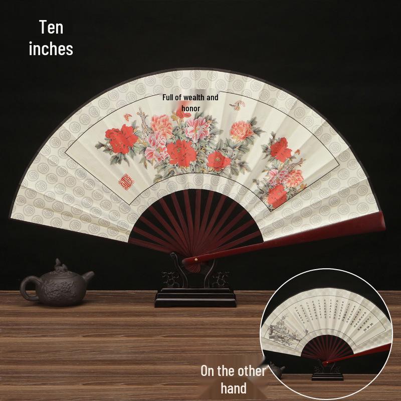 Men's Ancient Style Hanfu Bamboo Folding Fan - Silk Xuan Paper Summer Fan