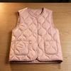 Women's 2025 Collarless Cotton Vest - Autumn/Winter Large Size Round Neck Waistcoat