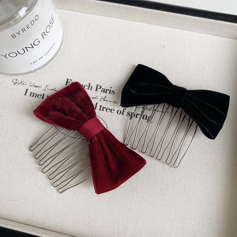 Korean Velvet Bow Hair Comb - Sweet & Simple Hair Accessory