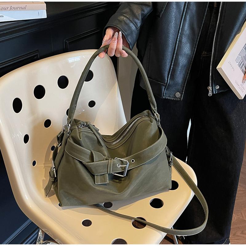 Casual Tote Bag Stylish Simple Shoulder Bag Korean Belt Buckle Handbag Highquality Pu Zipper Shoulder Bag Commuter Crossbody Bag