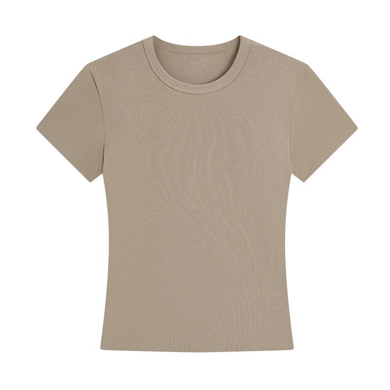 Women's Straight Shoulder Slim Fit T-Shirt - Short Sleeve, Versatile Summer Top