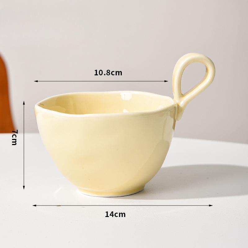 Minimalistischer Henkel Kaffeetasse Latte Haferflocken Frühstückstasse Einfarbig Tasse Kurz Dick Mündung Groß Nordische Tasse Keramik