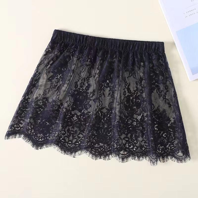 Underskirt Mini Skirt False Skirt Tail Blouse Hem Shirt Extender Women Short Petticoat  Korean Fashion Black White Lace Skirt