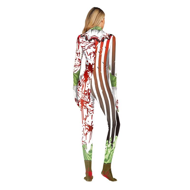Halloween Street Show Onesie Clown Graffiti Bloody Pattern Tight Men's and Women's Onesie