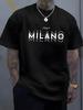 2025 Summer Men's 100% pure cotton Italian Milan pattern printed comfortable round-neck short-sleeved T-shirt top