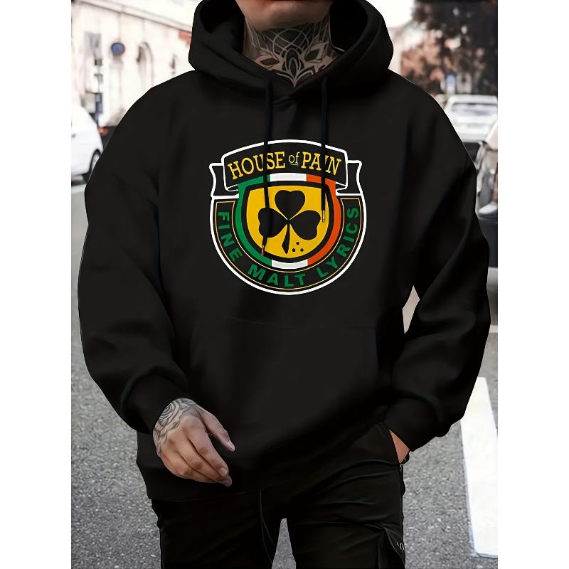 Men s Loose Fit Hoodie Sweatshirt, Polyester Fabric, Warm Pullover Hooded Sweatshirt XXL чёрный