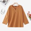 ZANZEA Women Loose V-Neck Casual Long Sleeve Plain Blouse
