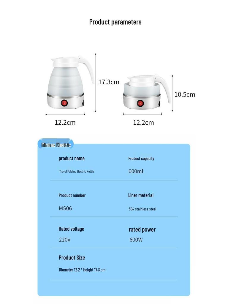 Portable Multi-functional Silicone Electric Folding Kettle for Travel and Dorms