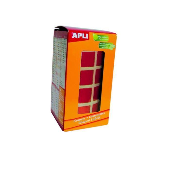 Gommettes en rouleau - APLI AGIPA - Carré 15 x 15 mm - Rouge - 2832 pièces - Mixte