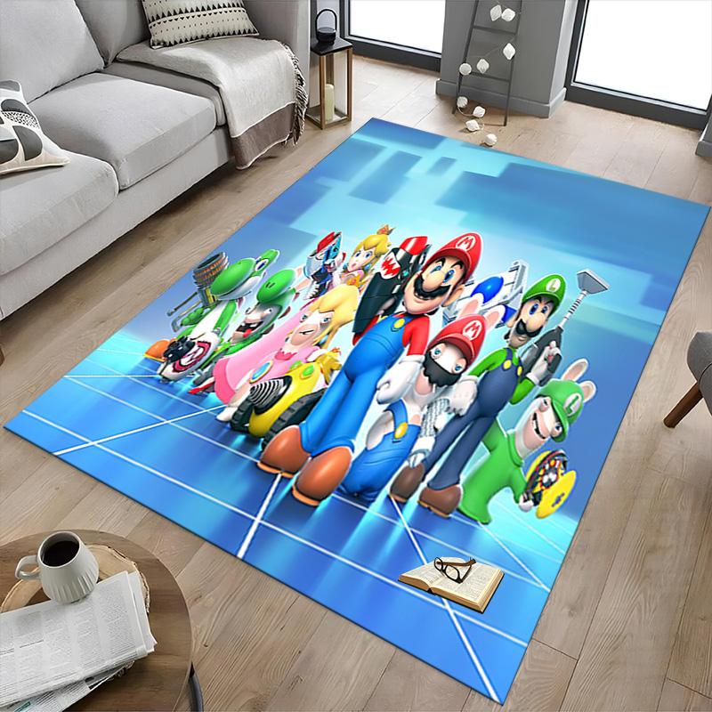 1pc Super Mario Bros Team Carpet for Playroom Bedroom Living Room Sofa Home Decor,kids Game Area Rug Non-slip Floor Mat Y72914