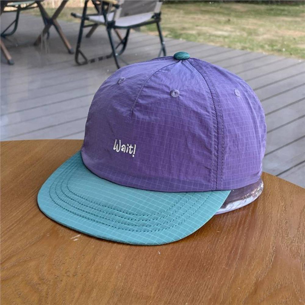 

Short Brim Baseball Cap for Men Women, Korean Style Colorblock Embroidery Letter Design, Suitable for Outdoor Camping Hiking фиолетовый