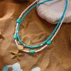 Starfish Shell Beaded Double Layer Pendant Necklace Bohemian Style Beach Vacation Accessory Women's Versatile Necklace