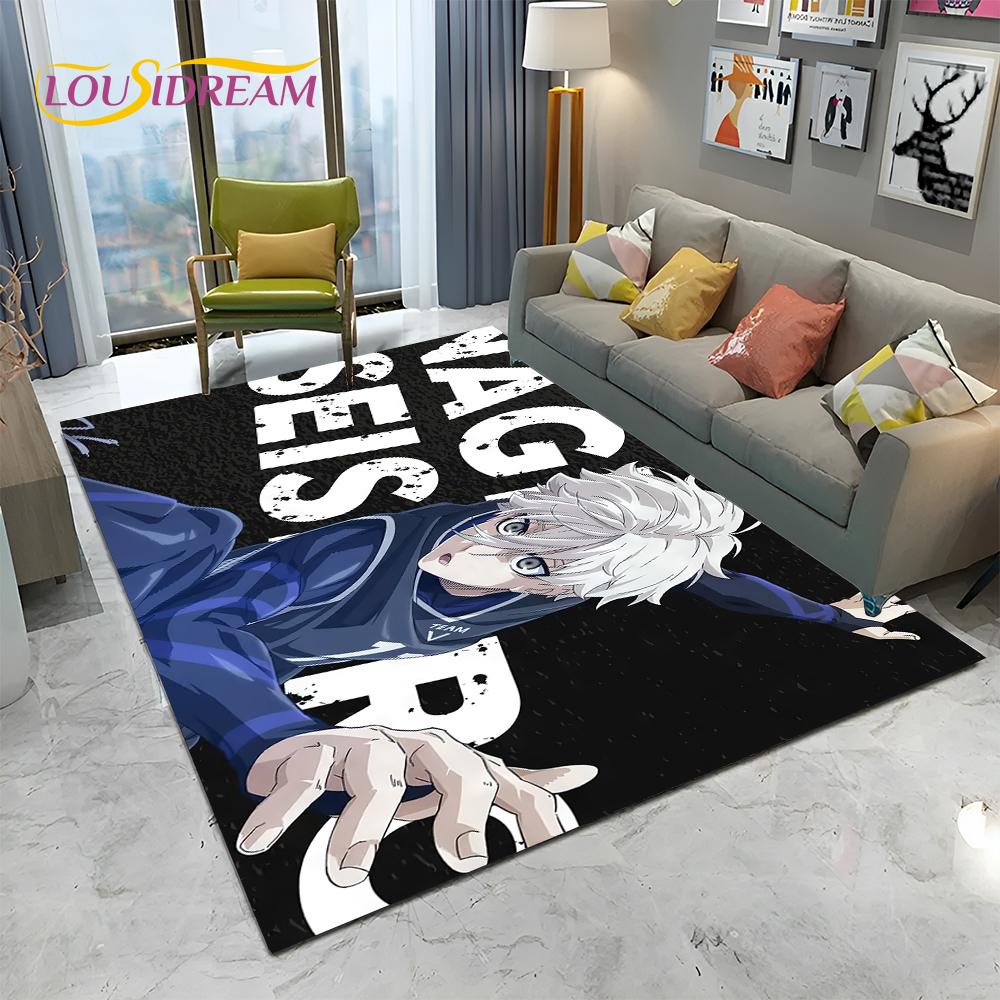 Teppich mit Cartoon-Motiv, blaues Schloss, Fußball, Anime, für Zuhause, Wohnzimmer, Schlafzimmer, Sofa, Fußmatte, Dekoration, Kinderspielbereich, rutschfeste Bodenmatte