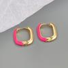 ANENJERY Geometric Square Colorful Oblong Hoop Earrings For Women Trendy Jewelry