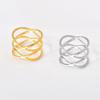 Stainless Steel Women's Double Crossover Ring Band with Cutout Design