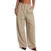 Women's Ffashionable Color Pocket Tie Loose Casual Suit Pants Commuting Straight Leg Casual Pants