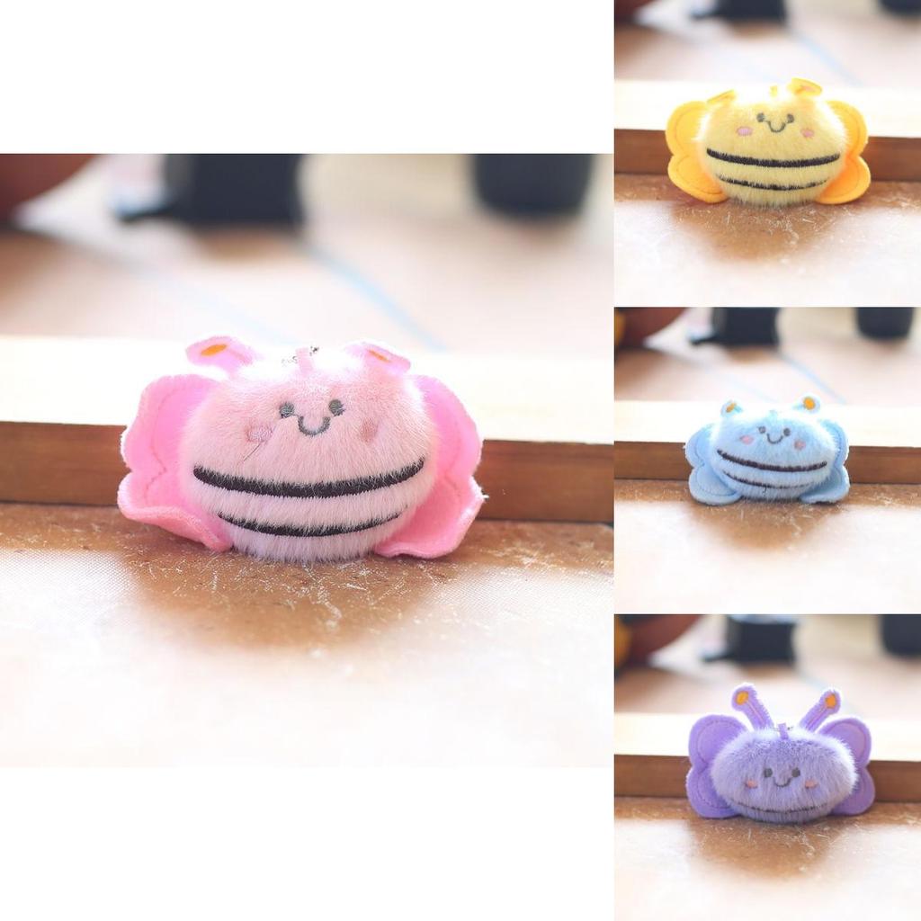 Small Bee Plush Toy Keychain Soft Stuffed Animal With Short Velvet Fur Kids Room Decor Accessory