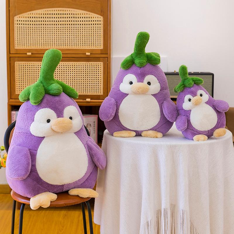 Cute Eggplant Penguin Doll Plush Toy Turned Eggplant Goose Grab Machine Doll Children Doll Girl Birthday Gift