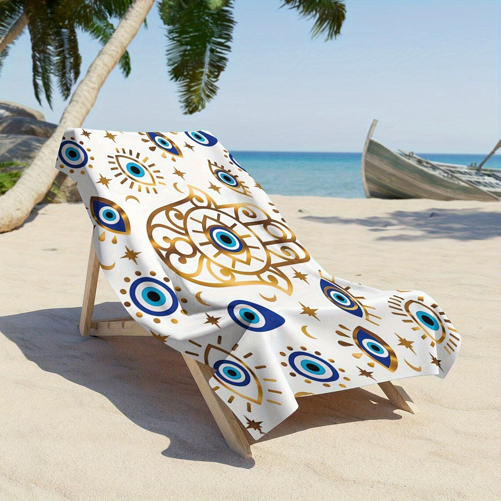 

Hamsa Eye Design Large Quick-Drying Beach Towel, Polyester for Surfing Swimming Yoga Summer W40*H60(CM)