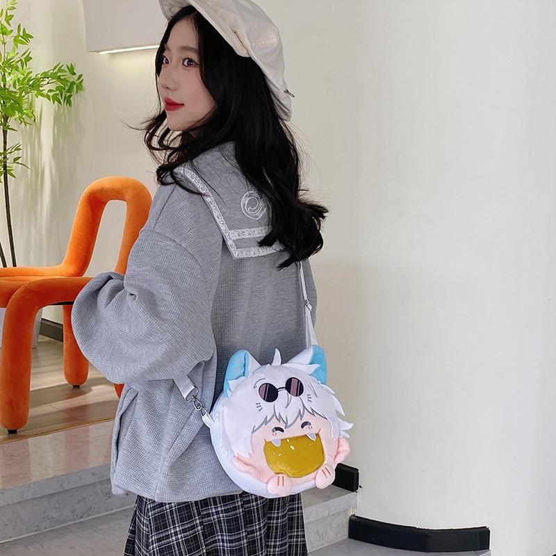 Anime Satoru Gojo Plush Backpack Single Shoulder Crossbody Bag Gift Cartoon