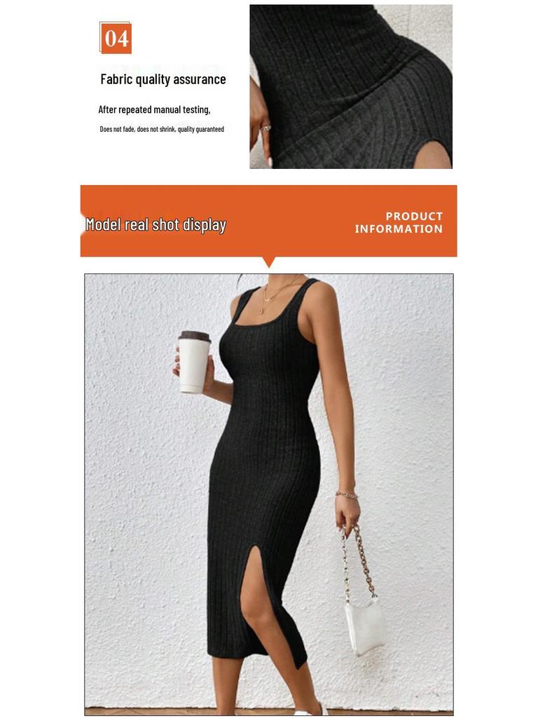 Waist-Hugging Bodycon Sleeveless Tank Top Dress - European & American Style Spring/Summer Long Dress