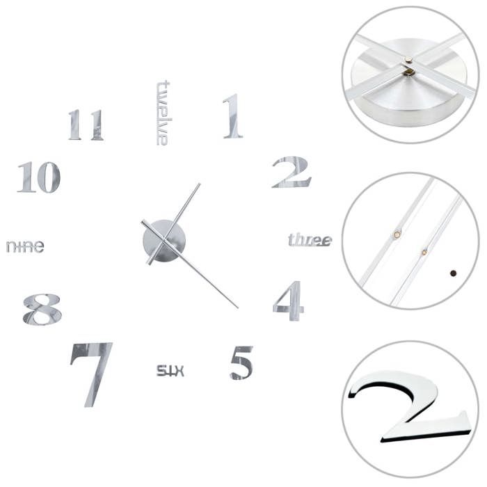 VidaXL 3D Wall Clock Home Decoration Living Room Office Bedroom Interior 50636