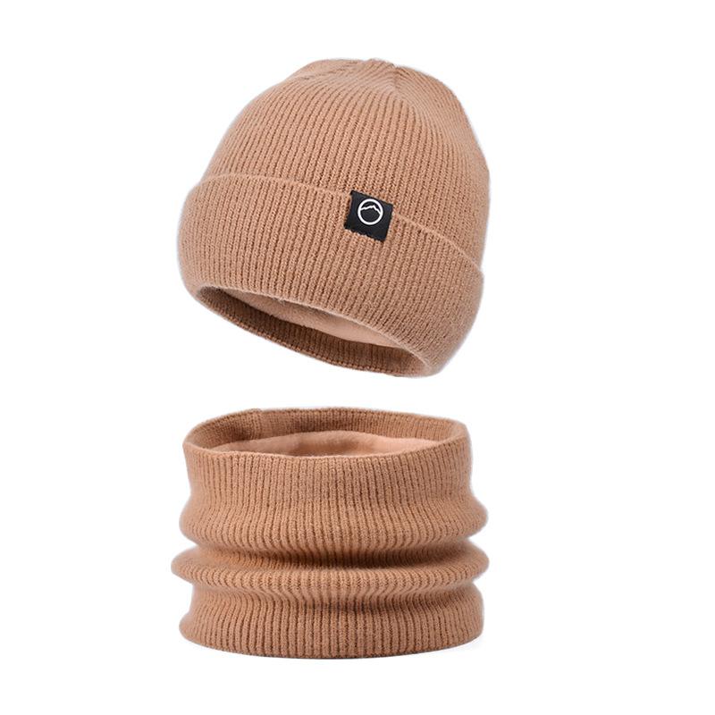 Winter hat, scarf, two-piece set, men's outdoor cold-proof and warm wool hat, big head circumference, ear protector, muff, knitted hat.