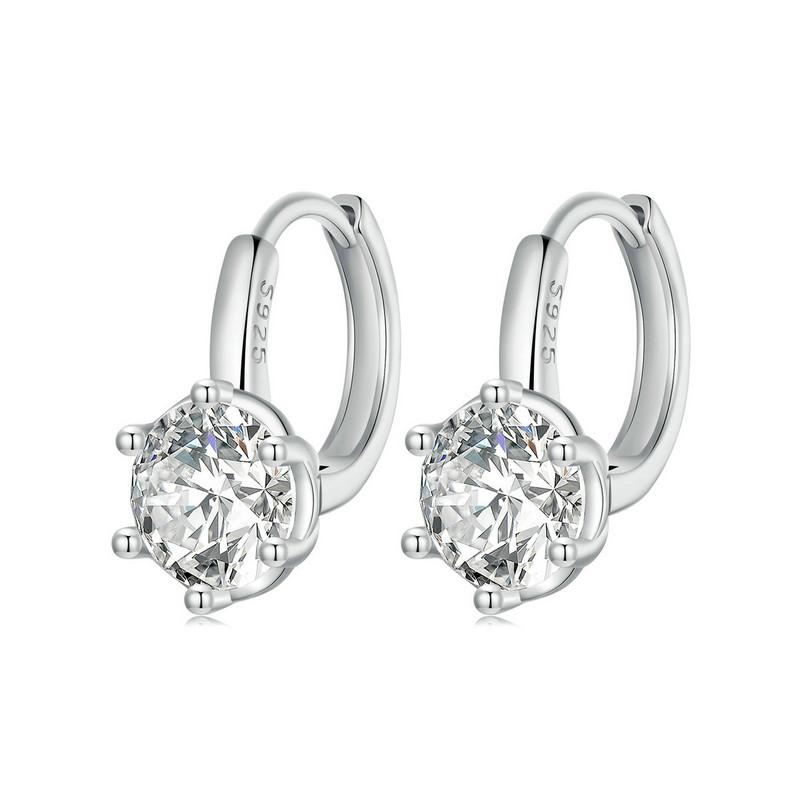 WOSTU Sparkling Weddding Jewelry Round AAA Zircon Stud Earrings For Women Classical Drop Dangle Ear Buckles Party Pendientes