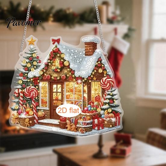 Easy to Hang Xmas Tree Ornaments Christmas Hanging Pendant with Chain, Lightweight Winter Wall Decor, Double-sided Indoor Festive Decorations Acrylic