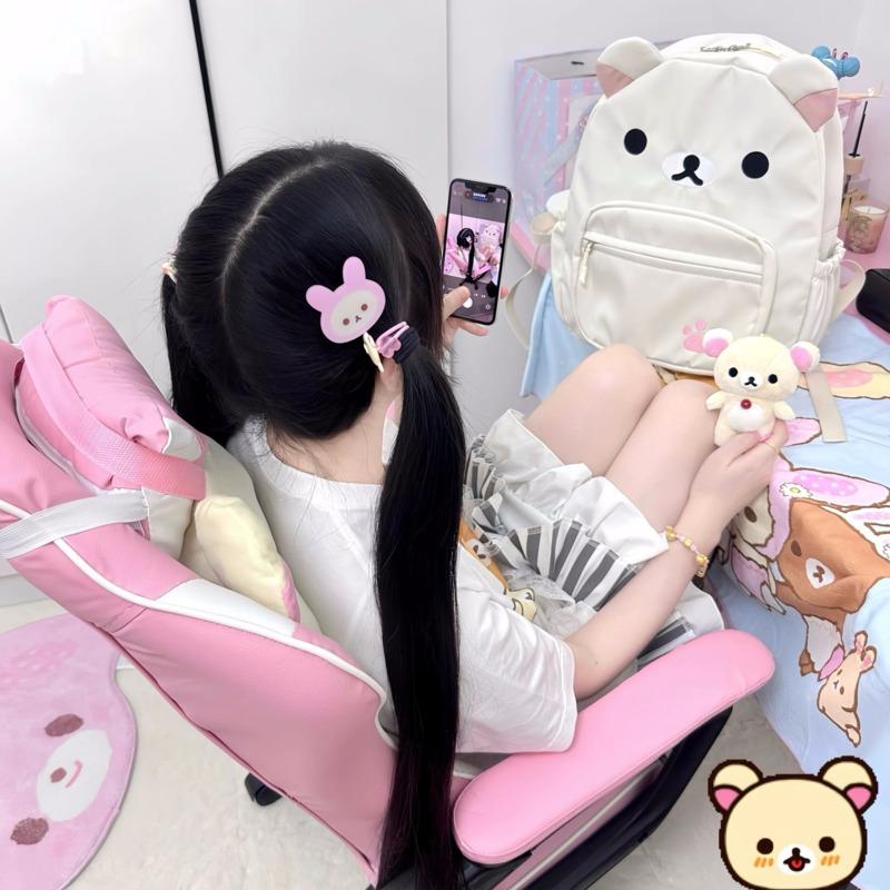 Süßer Rilakkuma Rucksack Anime Cartoon Stickerei Rucksack Stilvoll Große Kapazität Schüler Schultasche Nylon Multifunktionale Taschen