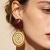 Irregular Geometric Resin Pendant Earrings for Women Ladies Temperament Vintage Metal Shell Drop Earrings Jewelry Accessories