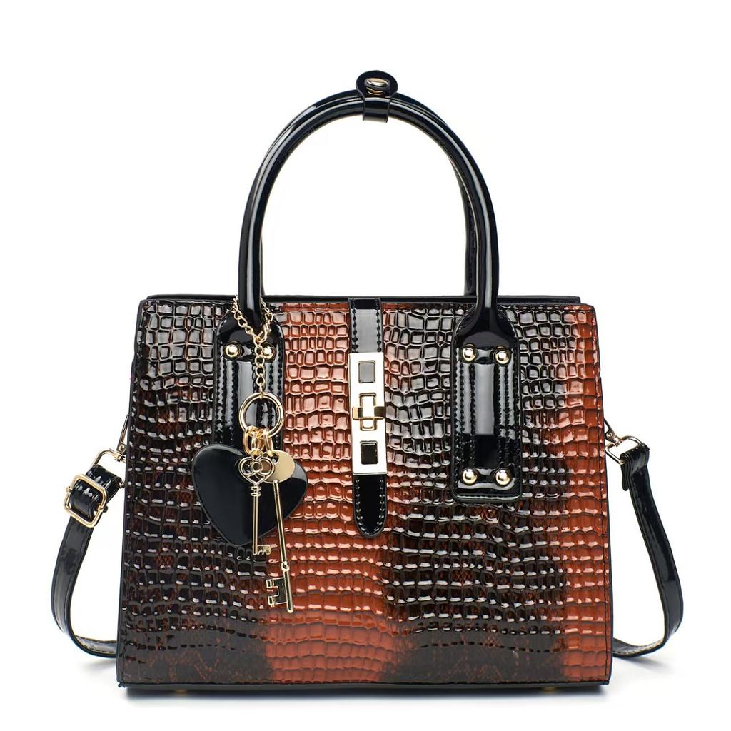 Crocodile Pattern Tote Bags with Top Handle Crossbody Purses for Women Handbag and Purse Women's Patent Leather Top-handle Work Shoulder Satchel