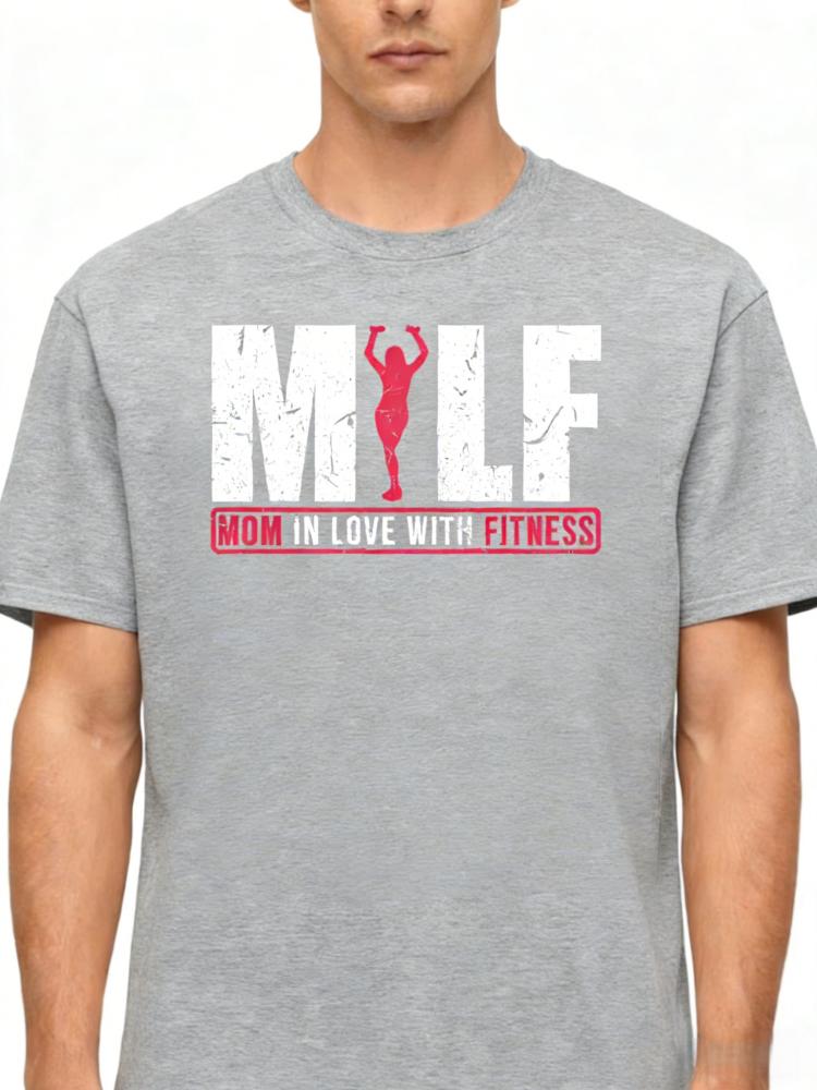 SpringSummer MILF Mom in Love with Fitness Pattern Letter Printed Cotton Tshirt Fashion Casual Short Sleeve Round Neck Tshirt